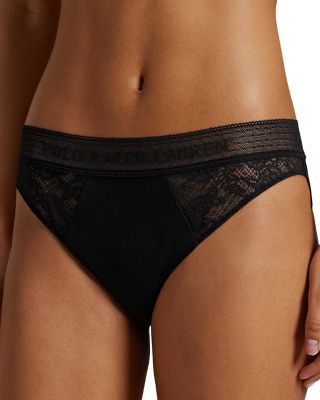 Polo Ralph Lauren Logo Lace Bikini In Black