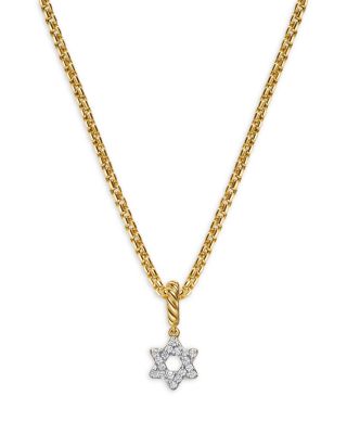 Micro Pav&eacute; Star of David Amulet in 18K Yellow Gold with Diamonds, 7.4mm