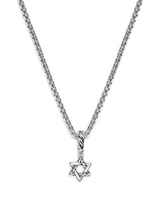 Micro Pav&eacute; Star of David Amulet in Sterling Silver with Diamonds, 7.4mm