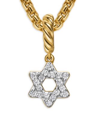 Micro Pav&eacute; Star of David Amulet in 18K Yellow Gold with Diamonds, 7.4mm