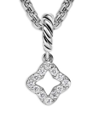 Micro Pavé Quatrefoil Amulet in Sterling Silver with Diamonds, 7.4mm