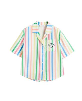Women's Linen-Cotton Snoopy Stripe Shirt