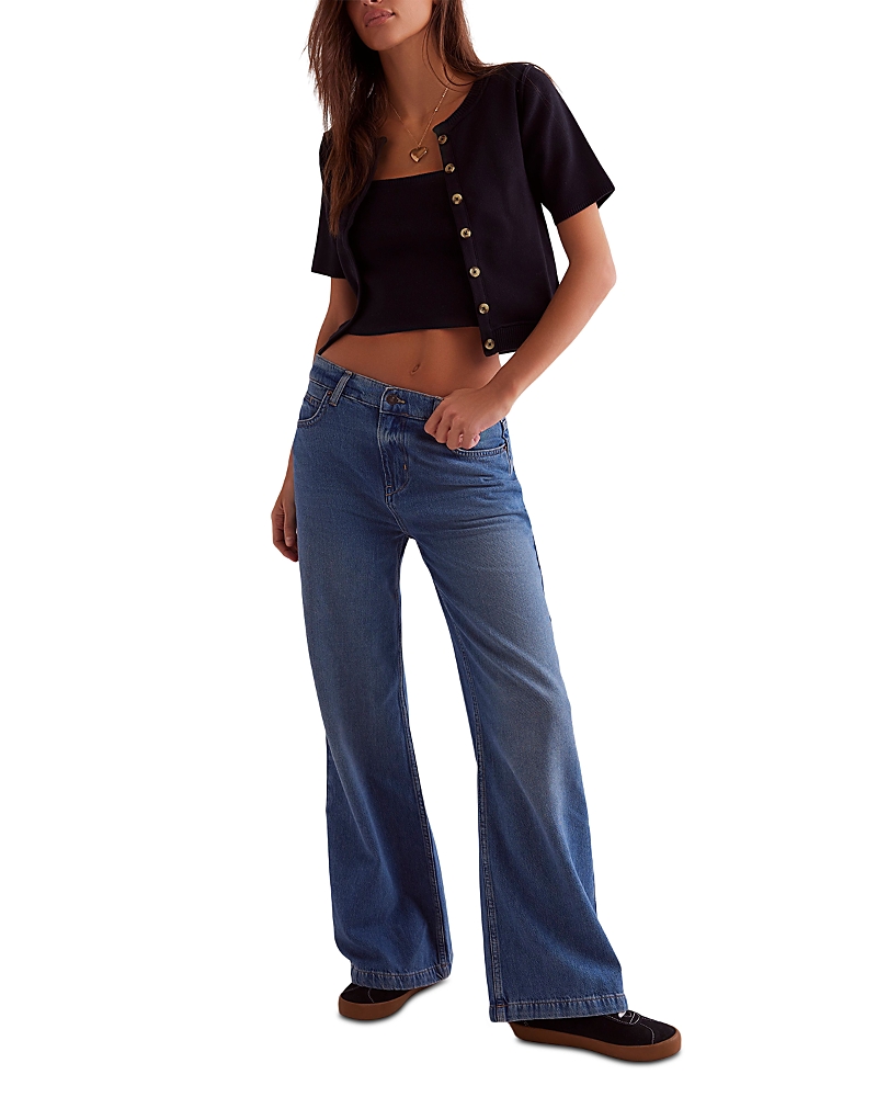 FREE PEOPLE STRIDE LOW SLUNG WIDE LEG JEANS IN WALK AWAY