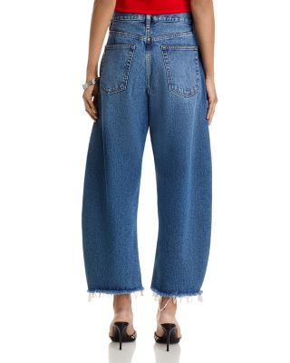 The Bubble High Rise Crop Barrel Leg Jeans in Knock Out