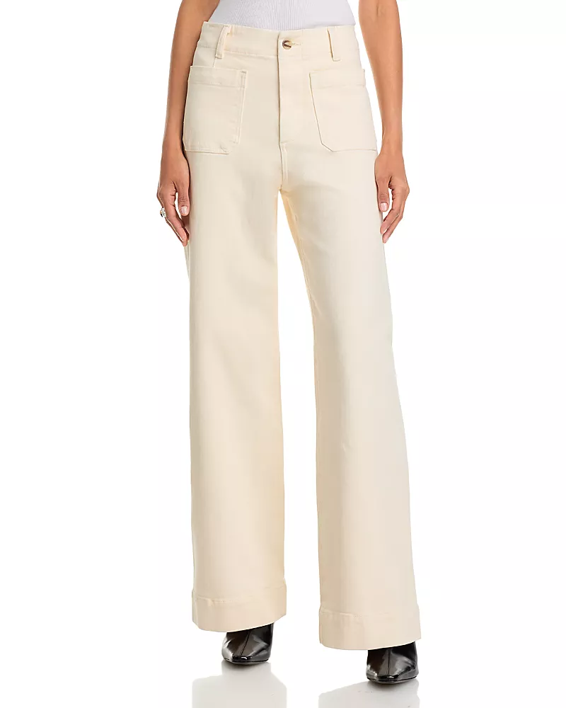 Aqua High Rise Wide Leg Jeans in Ecru - Exclusive