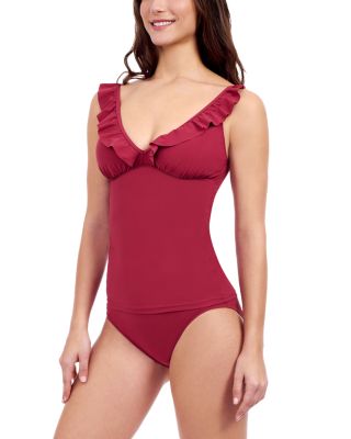 Tutti Frutti Ruffle Tankini  &amp; Shirred High Waist Bikini Bottom 