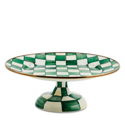 Emerald Check Small Pedestal Platter