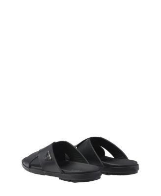 Men's Leather Crisscross Slides