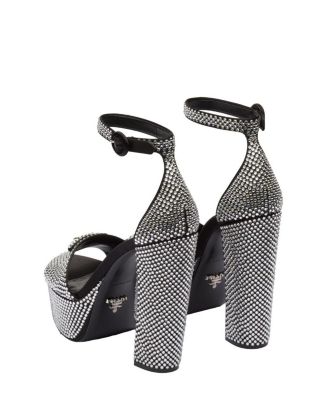 Women's Satin Platform Sandals with Crystals