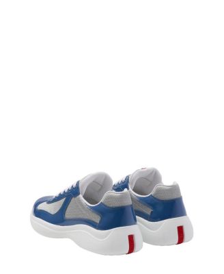 Men's Patent Leather and Technical Fabric America's Cup Sneakers in Dark Blue