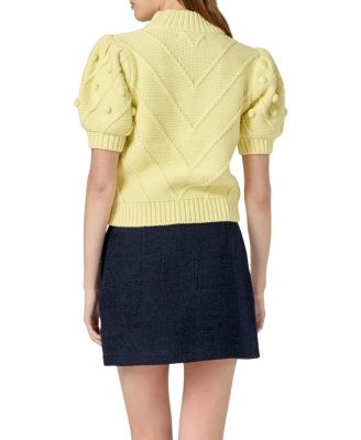 Women's Pom Pom Puff Sleeve Sweater