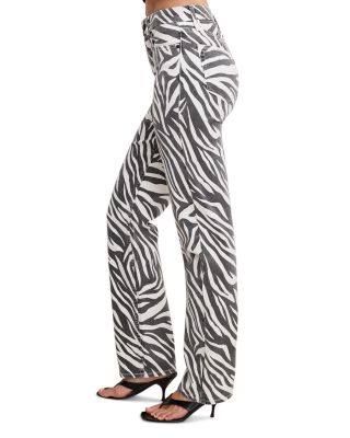 Good Icon High Rise Straight Jeans in Cloud White Zebra