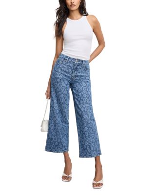 Good Waist Cropped Palazzo Jeans in Hibiscus Bloom