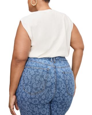 Good Waist Cropped Palazzo Jeans in Hibiscus Bloom