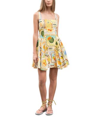 Printed Corset Poplin Mini Dress