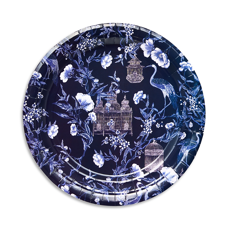 CONIGLIO PALM BEACH CRANES INDIGO PAPER DINNER PLATES, 8 PACK