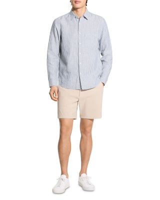  Irving Long Sleeve Linen Shirt in Summer Stripe