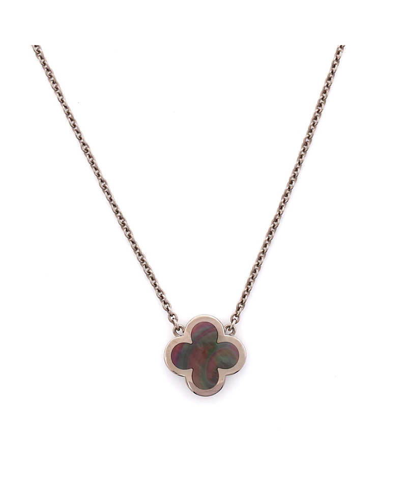 Pre-owned Pre-owned Van Cleef & Arpels Van Cleef & Arpels Pure Alhambra Pendant Necklace 18k White Gold And Mother Of Pearl