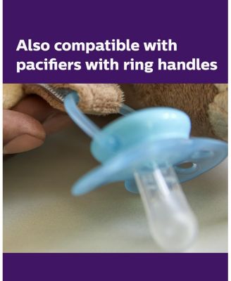 Soothie and Soothie Snuggle Pacifier Holder with Detachable Elephant Pacifier, 4 Pack