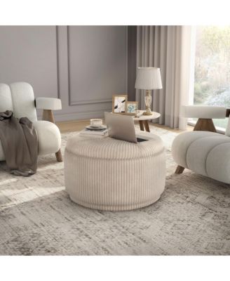 Lyla Chenille Round Storage Ottoman