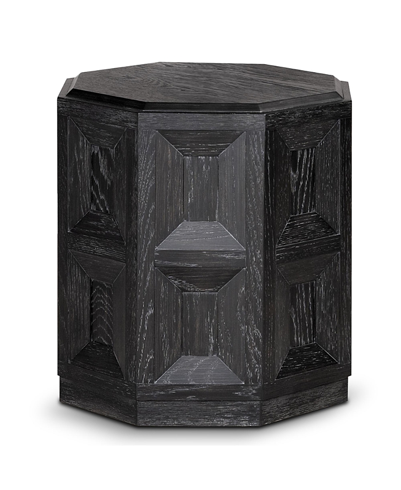 Furniture Of America Flonnin Hexagon End Table With Ornamental Sunken Panels In Black