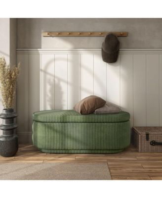 Lyla Chenille Oval Storage Bench