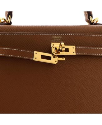 Kelly 25 Handbag Brown Epsom with Gold Hardware