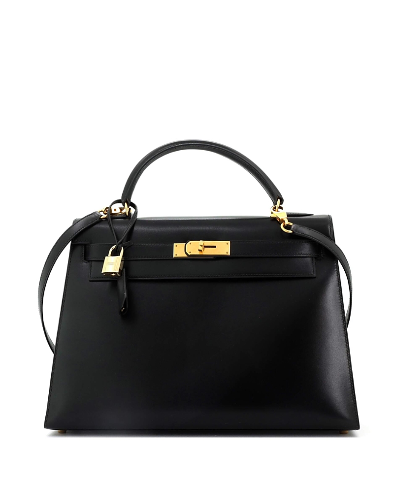 Pre-owned Pre-owned Hermes Hermes Kelly 32 Handbag Black Box Calf With Gold Hardware