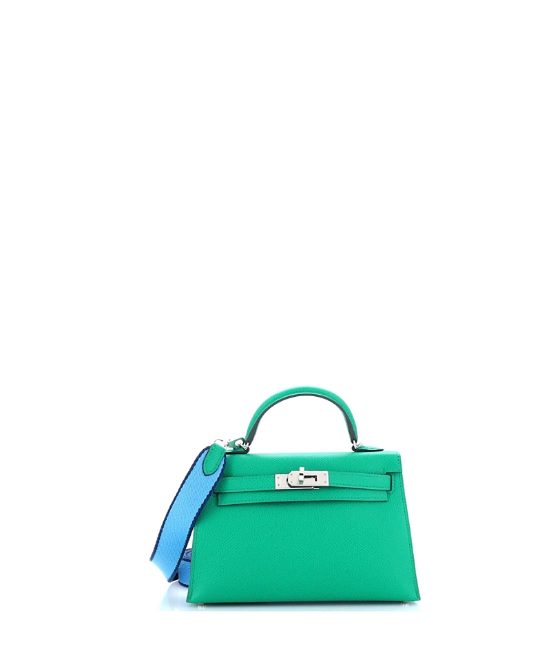 Pre-owned Pre-owned Hermes Hermes 20 Kelly Mini Ii Amazone Handbag Green Epsom With Palladium Hardware