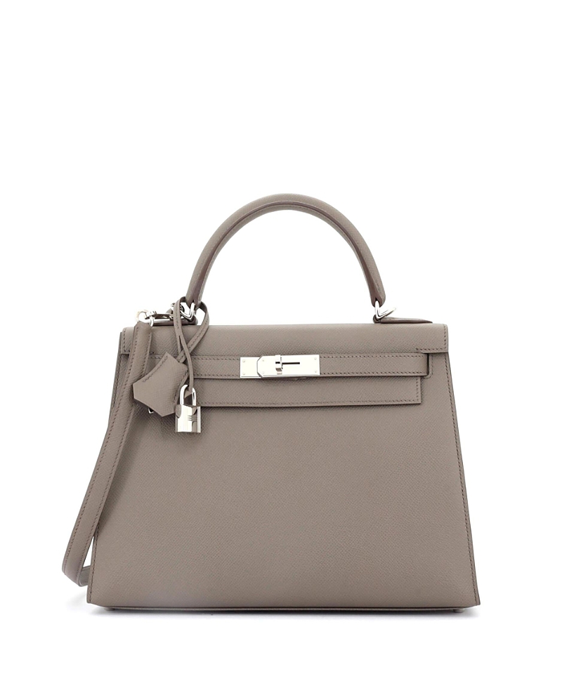 Pre-owned Pre-owned Hermes Hermes Kelly 28 Handbag Grey Epsom With Palladium Hardware