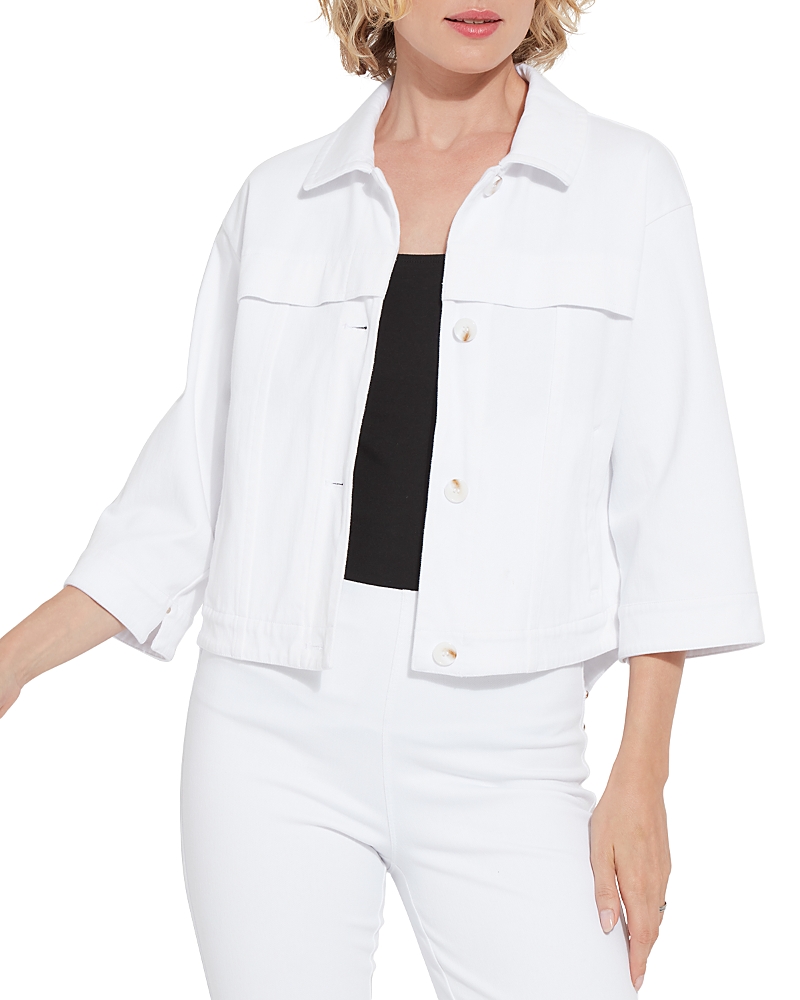 Lyssé Remi Three Quarter Sleeve Denim Jacket In White