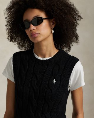 【送料&関税込】Ralph Lauren Cable-knit Cropped Vest Cable-Knit Cotton Cropped Vest