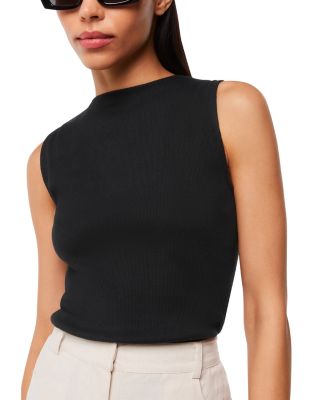 High Neck Rib Detail Tee