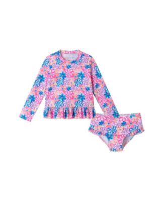 Andy & Evan - Girls' Flower Fun Long Sleeve Rashguard Set - Little Kid