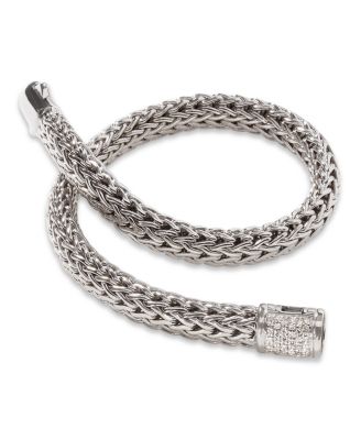 Classic Chain Sterling Silver Small Bracelet with Diamond Pav&eacute;