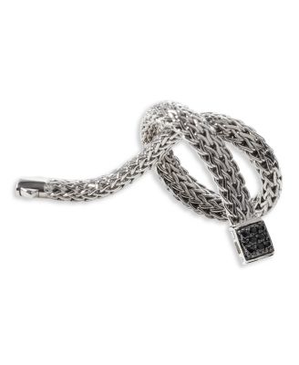 Sterling Silver Icon Bracelet with Pav&eacute; Black Sapphire, 6.5mm