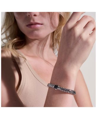  Sterling Silver Icon Bracelet with Pav&eacute; Black Sapphire, 7.5mm