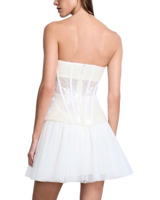 Sequin Lace Peplum Tulle Dress