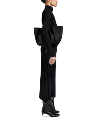 Large Ruched Tote in Soft Pebbled Leather