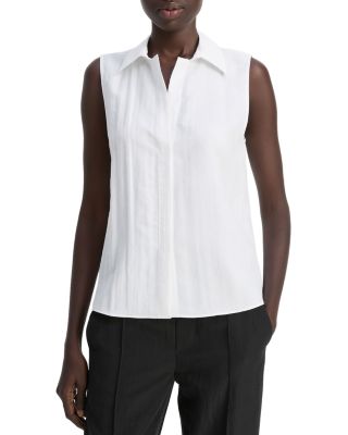 Boxy Sleeveless Button Down Shirt