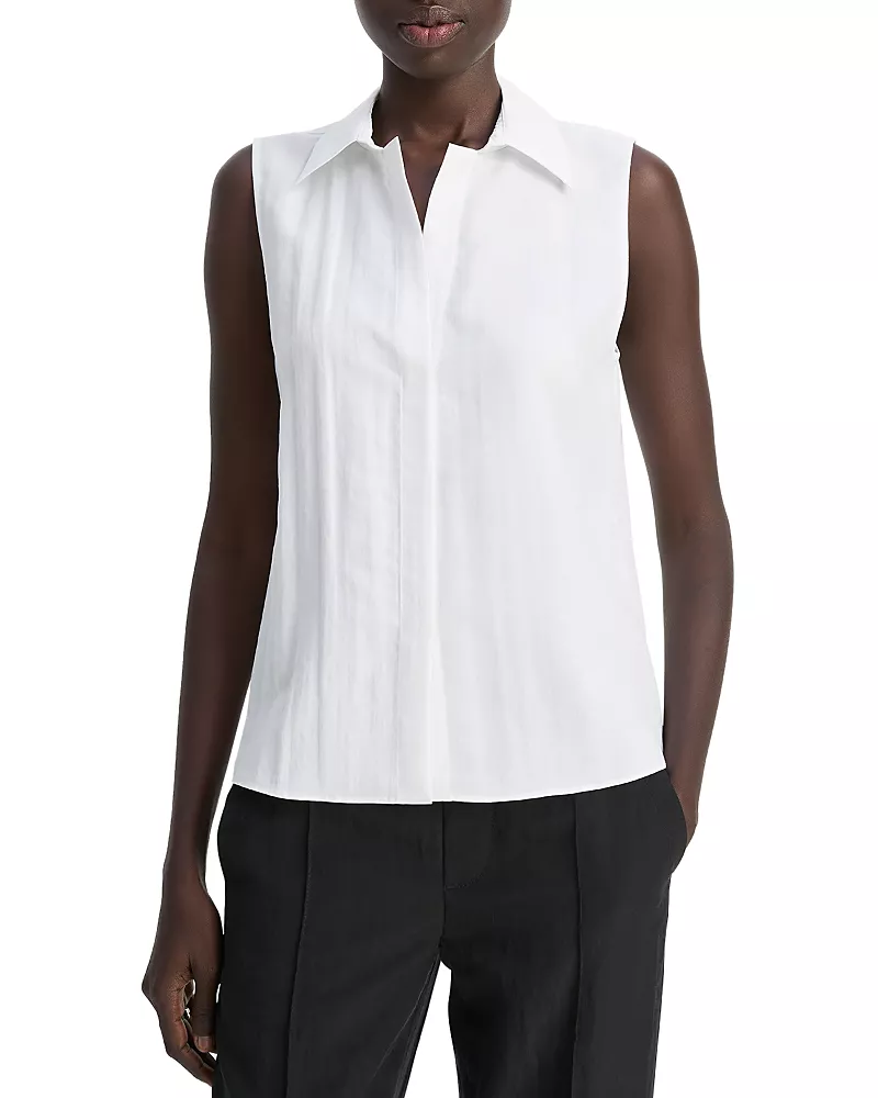 Vince Boxy Sleeveless Button Down Shirt