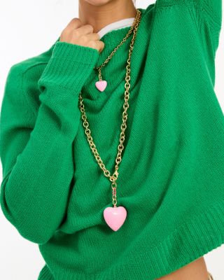 Mini Puffy Heart Pendant Necklace, 18.5"