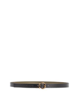 PINKO - Women's Love Berry H2 Black & Green Leather Reversible Belt