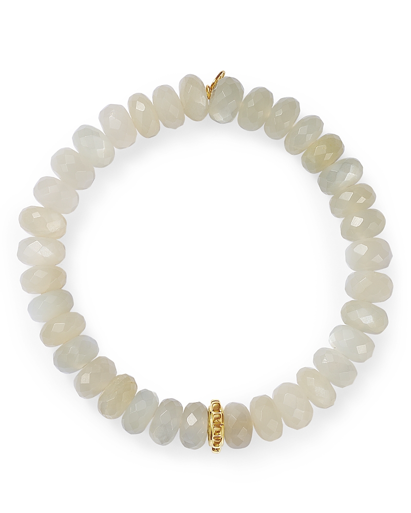 Sydney Evan 14k Yellow Gold Champagne Chalcedony Faceted Rondelle Beaded Stretch Bracelet