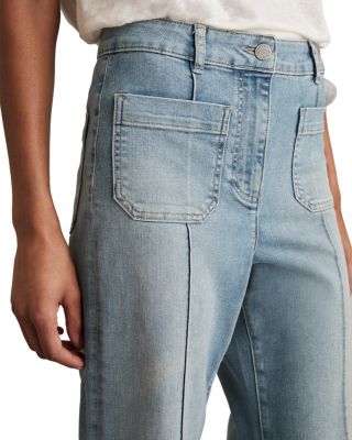 Sakura Flare Patch Pocket Jeans in Light Blue