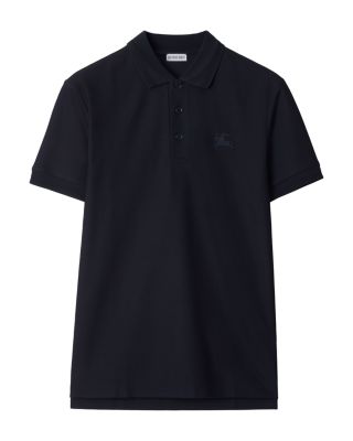 Eddie Cotton Piqu&eacute; Equestrian Knight Embroidered Slim Fit Check Placket Polo Shirt