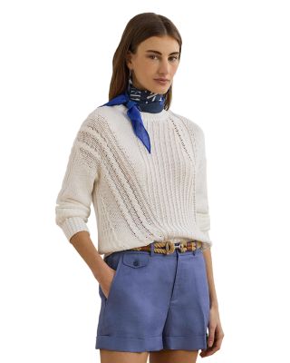 Ralph Lauren - Pointelle Knit Cotton Crewneck Sweater