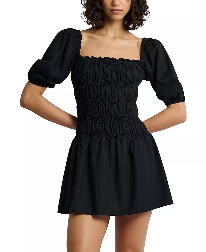 Onia Air Linen Smocked Mini Dress