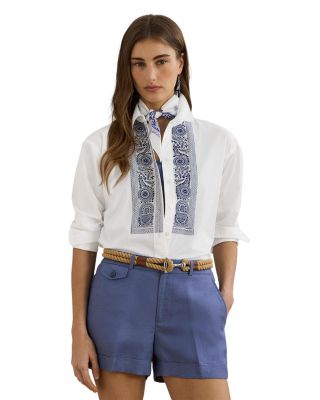 Ralph Lauren - Geo Embroidered Cotton Broadcloth Shirt
