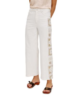 The Getty High Rise Crop Jeans in Vintage Ercu Crochet